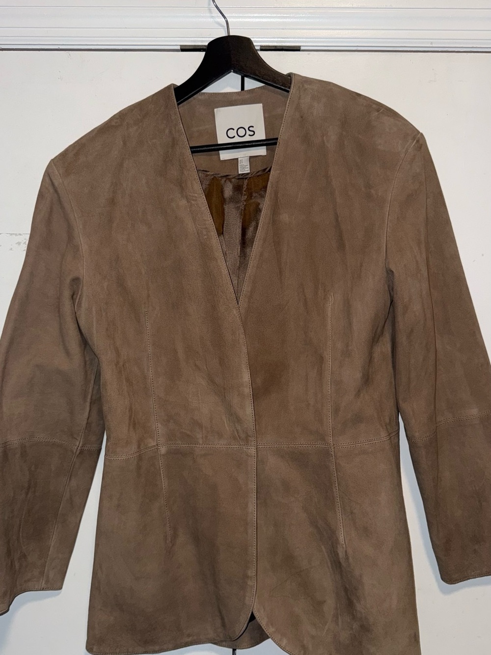 COS Suede Blazer in Taupe Brown